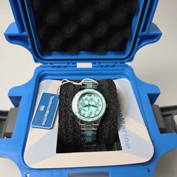 NEW TechnoMarine Sea Seafoam Glow Women's Watch 33mm Steel TM-725056 w/Box #0451 - Picture 2 of 5